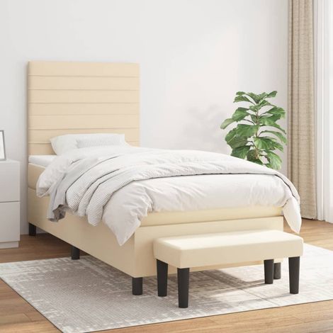Boxspringbett mit Matratze Creme 90x200 cm Stoff (1/5)