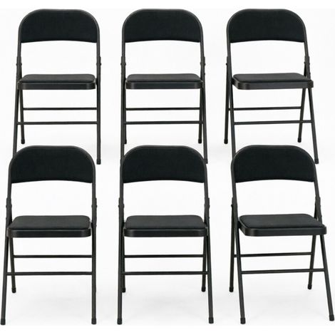 Set de 6 sillas plegables de acero negro con asiento acolchado HOMVRA (1/5)