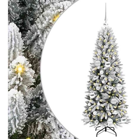 Sapin de Noël artificiel, avec 150 lumières LED et support, blanc, 120 cm (1/5)