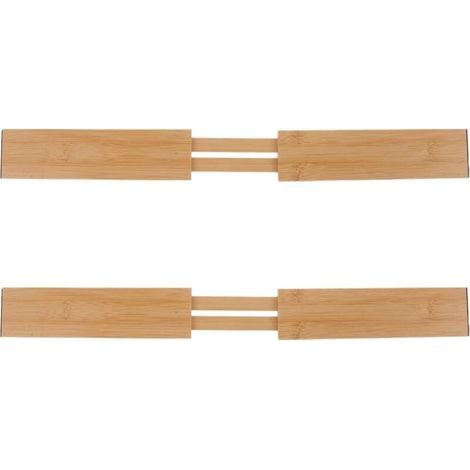 Séparateur de Tiroir Extensible en Bambou 2pcs Cuisine, Organiseur à Couverts Simple Design, Pratique et Ajustable pour Maison - (1/5)