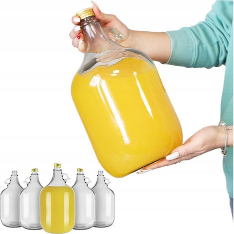 Lot de 6 bouteilles DAMA 5L avec bouchon, mousqueton, ballon à vin et boîte à vodka.