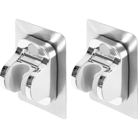 Support de douche mural étanche à ventouse - Lot de 2 supports amovibles pour douchette et ventouse murale (argenté) (1/5)