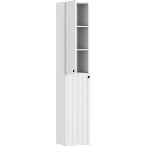 Slim Wall Mounted Bathroom Storage Cabinet with Soft-Close Hinges, Space-Saving Design, Two Door White Storage Solution for Organized Bathrooms