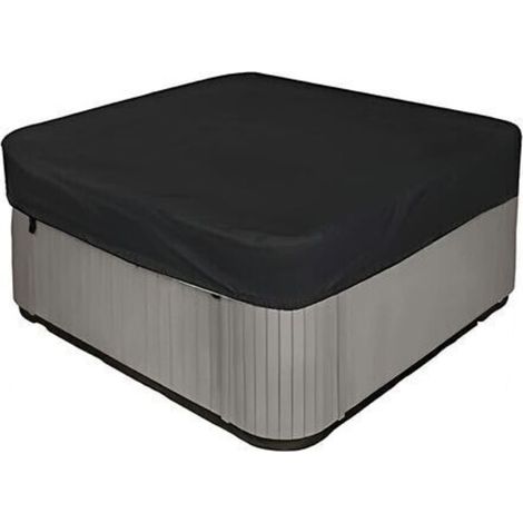Housse de jacuzzi carrée 210D très résistante et imperméable - Protection UV - 220 x 220 x 90 cm (L x l x H) - Noir (1/5)