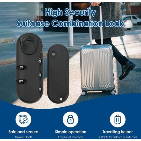 Serrure à combinaison de sécurité pour bagages, combinaison à 3 chiffres, haute sécurité, serrure de valise remplaçable, convient aux valises, boîtes à outils