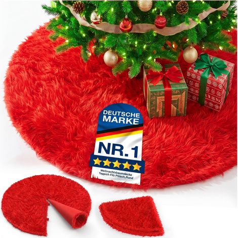 KESSER® Falda árbol Navidad redonda, piel sintética - Rojo, Ø 90 cm