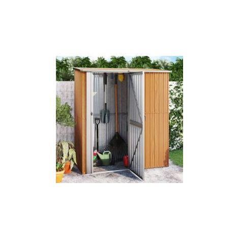 Abri de jardin 180,5x97x209,5 acier galvanisé aspect bois (1/5)