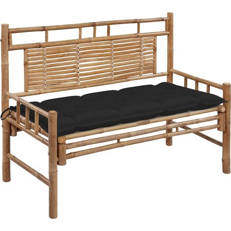 Gartenbank mit Auflage 120 cm Bambus