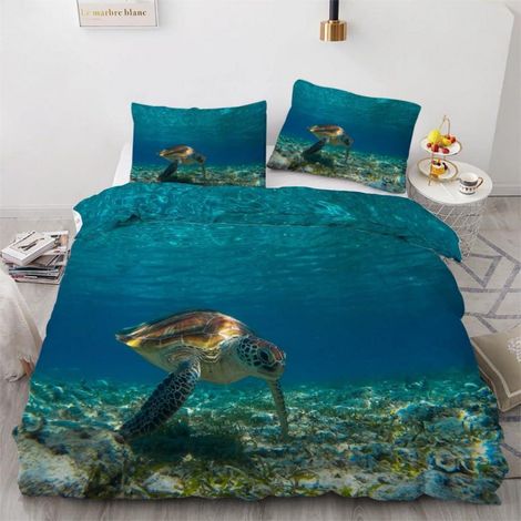 Bettwäsche-Set Meeresschildkröte 135x200 cm 2-teilig Mikrofaser mit Reißverschluss