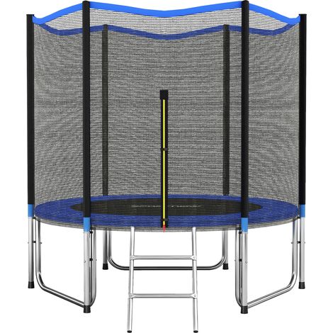 Trampolino Ø305x248 cm con Rete di Protezione e Scaletta per Esterni in Acciaio e PP Blu (1/5)