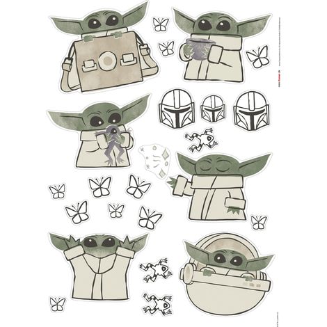 Komar Wandaufkleber - Star Wars The Mandalorian Grogu Cute - 70 x 50 cm - selbstklebender Wandsticker (1/3)