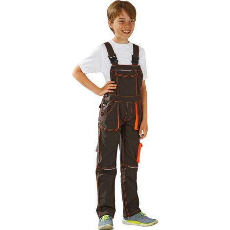 Planam Kinder-Latzhose zweifarbig Gr. 170/176 oliv/orange (1/5)