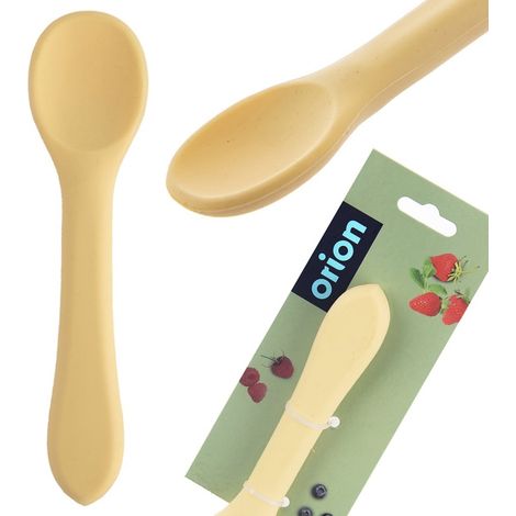 Cucchiaio per bambini in silicone, 14 cm, giallo, modello Orion 154209 (1/5)