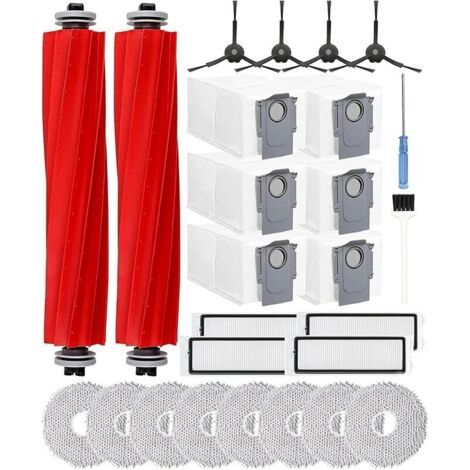 Yivy Accessoires pour Roborock Q Revo/P10 - Kit d&39accessoires pour robot aspirateur - Pièces de rechange avec 2 brosses principales - 6 sacs à poussière - 8 lingettes - 4 filtres - 4 brosses latéral (1/5)