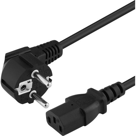 PC-Netzkabel – 1 Stück – Schwarz 3x1mm² – Schuko-Stecker auf C13 – Für Computer und Monitor – 5 Meter (1/5)