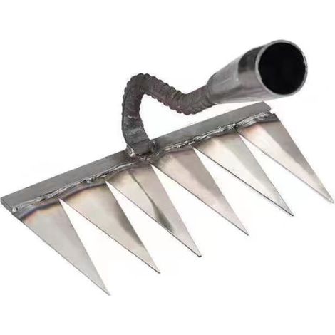 Sollbry Reetrechen aus Metall für Gartenarbeit und Unkrautjäten – robuster Metallzahnrechen, Silber, 23 x 13 cm (1/3)