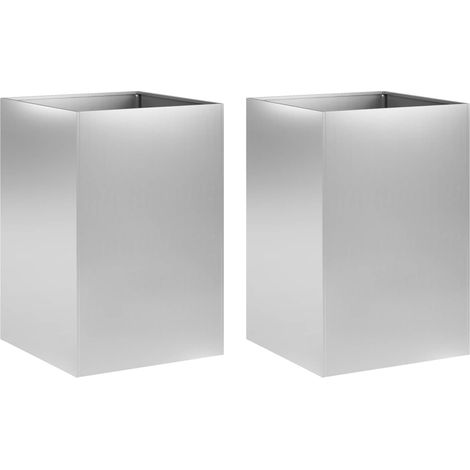 Garden Planter 2 pcs Silver 40 x 40 x 75 cm Galvanised Steel vidaXL