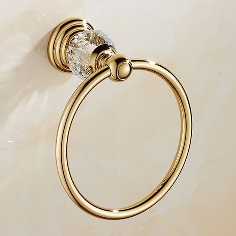 Goldener Kristall-Serviettenring, Wandhalter für Handtücher aus Keramik im europäischen Stil, luxuriöses Badezimmerzubehör mit Bohrlöchern, 1 Stück-lsw (1/2)
