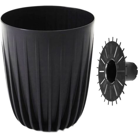 Vaso da fiori Mira Eco in plastica nera con inserto, 25 cm (1/5)