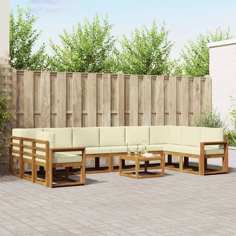 vidaXL Outdoor-Sofagarnitur mit Kissen 11 pcs Natur und Creme (1/5)