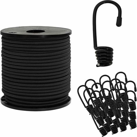 Cords élastiques avec crochets 6 mm Noir PP et caoutchouc vidaXL