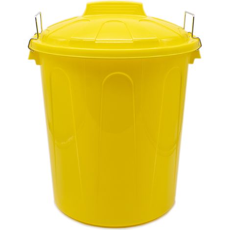 Cubo basura plastico comunidad con tapa 21 Litros Amarillo (1/4)