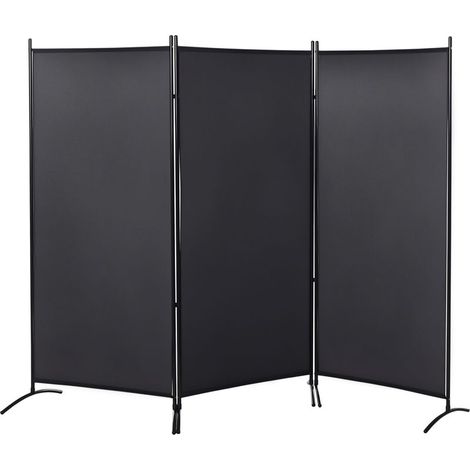 Dreiteilige Trennwand, Maße 2,53 m (L) x 0,5 m (B) x 1,82 m (H), Seitenrollo, Sichtschutz, freistehende Metalltrennwand, Polyester (1/5)