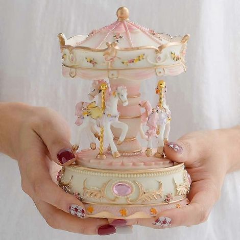 Boîte à musique carrousel cheval changeant licorne musicale emballée cadeau pour bébé fille femme amie maman enfant fille petite-fille anniversaire anniversaire (1/5)