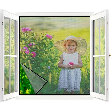 Fenster-Moskitonetz, 1 Stück – 60 x 80 cm – Schwarz, kein Bohren erforderlich (1/5)