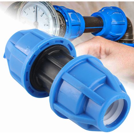 PE-Kunststoff-Rohrverschraubung  20 mm auf 20 mm gerade Verbindung  [Ca. 310 g]