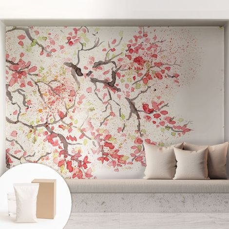 Tapete Vliestapete mit Kleber - Wanddekoration Wohnzimmer - Tapete Schlafzimmer Blühende Zweige 208x146 cm (1/5)