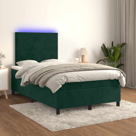 Boxspringbett mit Matratze & LED Dunkelgrün 120x200 cm Samt (1/5)