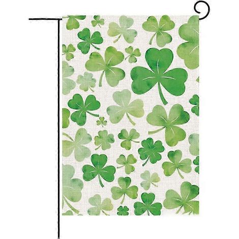 Drapeau de Jardin Shamrock Vertical Saint-Patrick Trèfle Porte-Bonheur Toile de Jute Extérieur Décoration Cour Arrière (1/5)