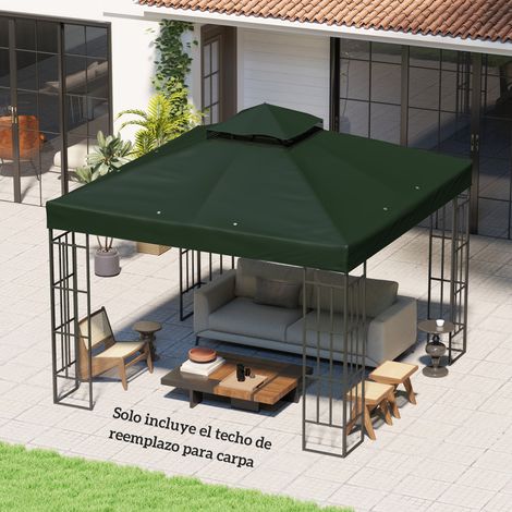 Ersatzmarkise 3x3 m mit Doppeldach, Ablauflöchern und UPF30+ Sonnenschutz (grün). Nur die Markise, Gestell nicht enthalten.