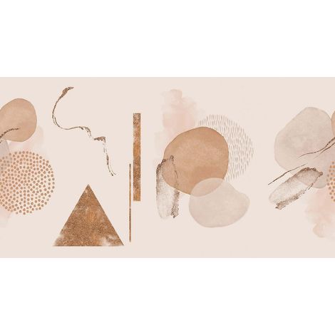 Papier peint panoramique géométrique beige & rose Tapisserie panoramique abstraite moderne Papier peint panoramique chambre adulte & cuisine (1/2)