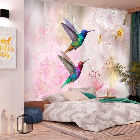 Papier Peint "Colourful Hummingbirds Pink" 140 x 200 cm (1/2)