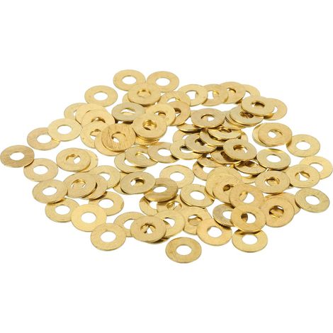 220Pcs Rondelle Métal Plate Laiton, Kit Rondelles M3 Cuivre Rondelles Écrasables Assortiment, 3mm Alésage, 8mm OD, 0.5mm Épaisseur pour Boulons Vis Réparation, Construction (1/5)