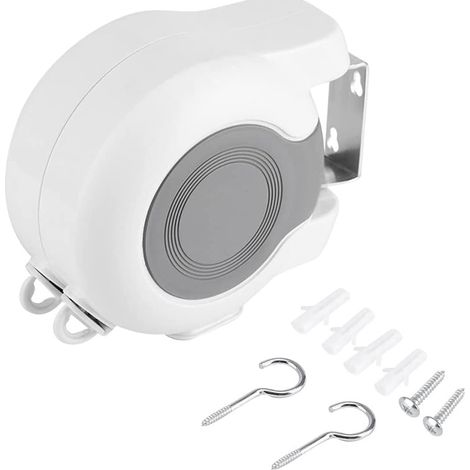 2 Cordes à linge rétractables, murales, extensibles, 13 mètres, ajustables, pour extérieur, balcon, jardin (1/5)