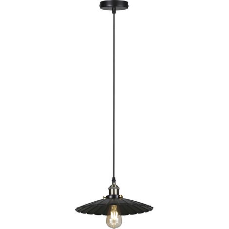 Ortviai Suspension Industrielle en Métal Noir – Lot de 2 Abat-jour Ø30 cm avec Douille E26, Câble Réglable 120 cm (1/4)