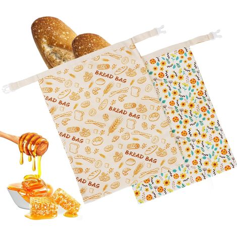 2 Stück Bienenwachs Brotbeutel Baumwollbeutel Groß 43x33cm Orange (1/5)