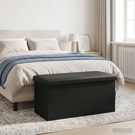 vidaXL Panchina di stoccaggio pieghevole Nero PVC