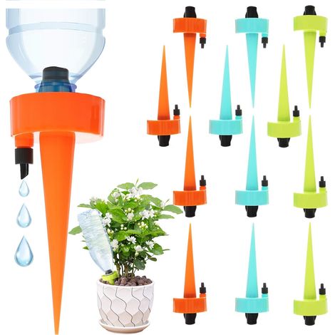 Arrosage Automatique - Système D'arrosage Goutte à Goutte Ajustable Pour Plantes En Pot - Valve De Contrôle Intégrée - Compatible Bouteille 2,8 cm - Lot De 12 Pièces (1/5)