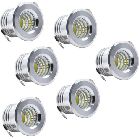 Set mit 6 Mini-LED-Einbaustrahlern in Schwarz – 3 W, kaltweiß – Einfache Montage an Decken und Schränken – Kompatibel mit 85–265 V (1/5)