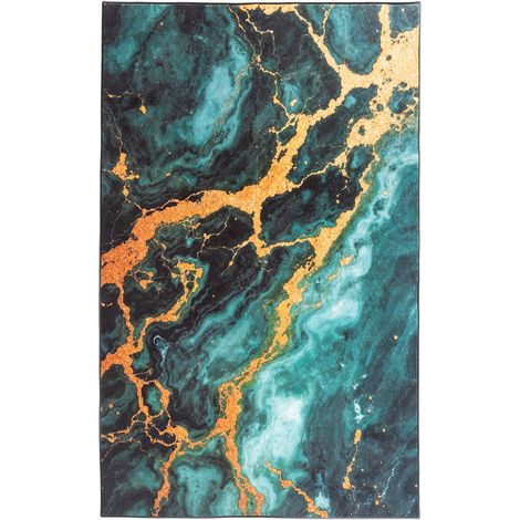 Tappeto moderno NOVO Strado per soggiorno, motivo marmo, velluto, malachite, 160x200 cm