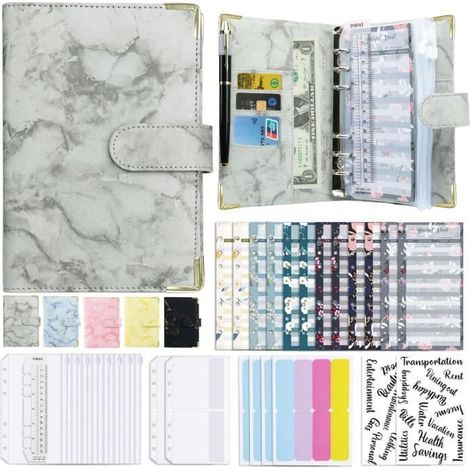 Classeur Budget - A6 - Cuir PU - 30 Enveloppes - Organisateur Pratique (1/4)