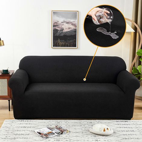 Sofa Covers High Stretch  3 Seater Super Soft Stylish Couch Covers for Dogs Pets Cats Jacquard Spandex Non Slip Sofa Slipcover for Living Room Furniture Protector Not Include Pillow (3 Seater, Black) (1/5)