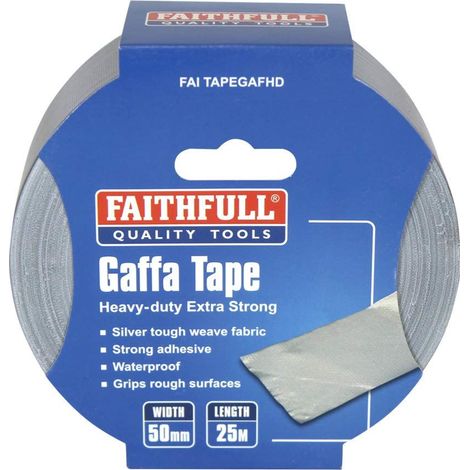 Faithfull 00465025SITB Heavy-Duty Gaffa Tape 50mm x 25m Silver FAITAPEGAFHD