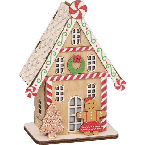 LED-Weihnachtslaterne, Lebkuchenhaus, 15 cm