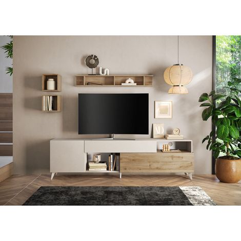 Meuble tv 241 cm chêne cadiz/cachemire Minorka (1/4)
