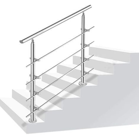 SWANEW Randonaggio in acciaio inossidabile ringhiera per scale di parapetto del balcone con/senza un montante trasversale per costruire facili 100 cm. 4 montanti incrociati (1/5)